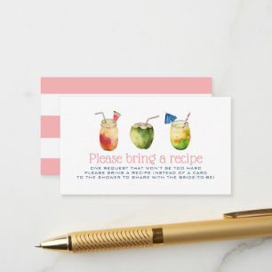 Carte D'accompagnement Demande de recette de boissons tropicales pour ent