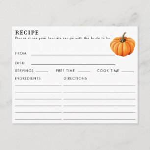 Carte D'accompagnement Demande de recette de citrouille recto-verso pour