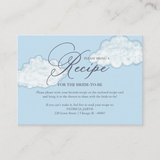 Carte D'accompagnement Demande de recette de douche de mariée Cloud moder (Devant)