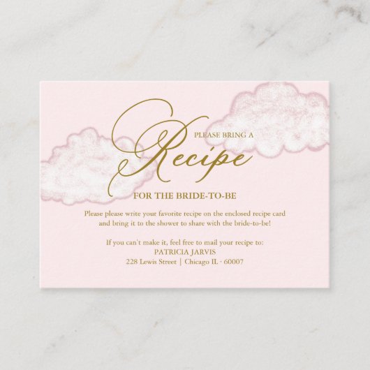 Carte D'accompagnement Demande de recette de douche de mariée Cloud moder (Devant)