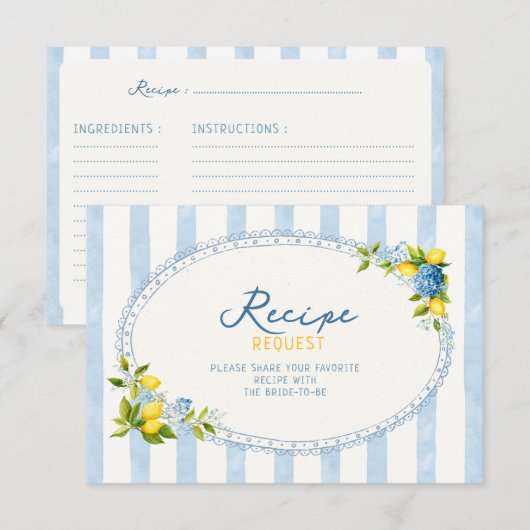 Carte D'accompagnement demande de recette de douche de mariée hydrangea b (Devant / Derrière)