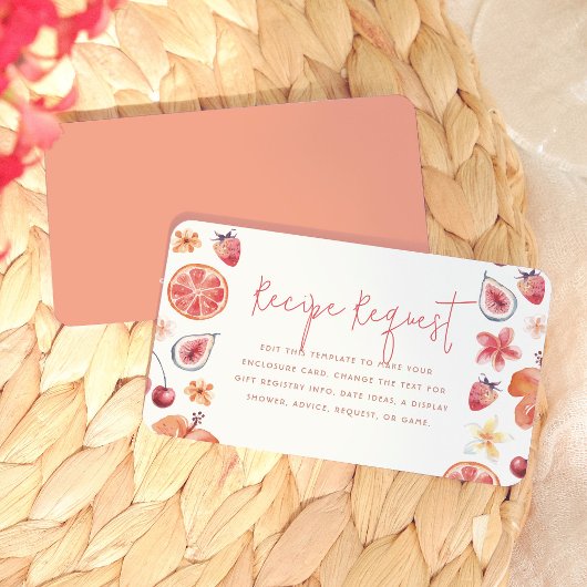 Carte D'accompagnement Demande de recette de douche nuptiale Citrus