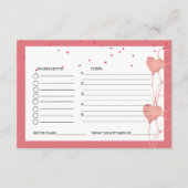 Carte D'accompagnement Demande de recette de douche nuptiale cœur rose de (Devant)