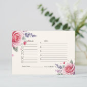 Carte D'accompagnement Demande de recette de douche nuptiale crème glacée (Debout devant)