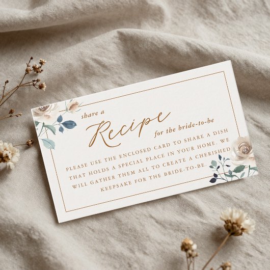 Carte D'accompagnement Demande de recette de douche nuptiale florale auto