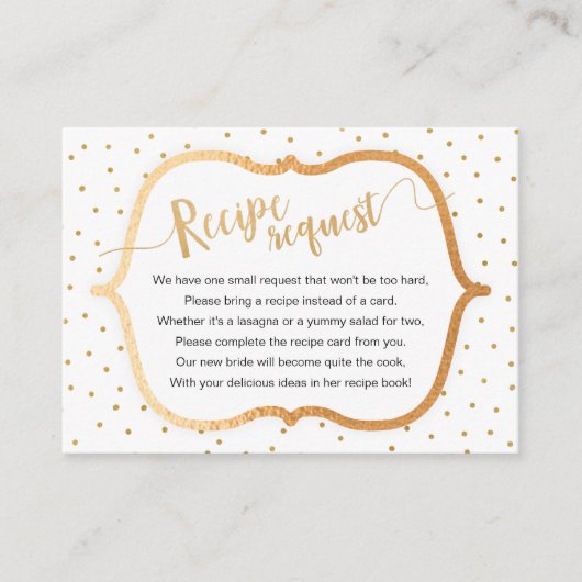 Carte D'accompagnement Demande de recette de Fête des mariées Confetti Or (Devant)