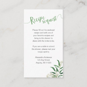 Carte D'accompagnement Demande de recette de Fête des mariées Eucalyptus