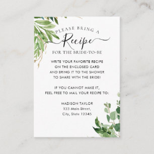 Carte D'accompagnement Demande de recette de Fête des mariées Eucalyptus