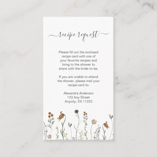 Carte D'accompagnement Demande de recette de fleur sauvage d'automne rust (Devant)