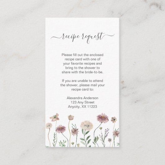Carte D'accompagnement Demande de recette de Fleur sauvage Rustique Autom (Devant)