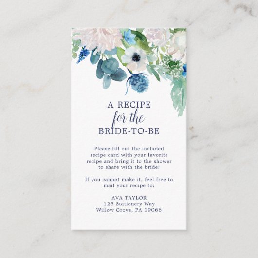 Carte D'accompagnement Demande de recette de fleurs blanches classiques (Devant)