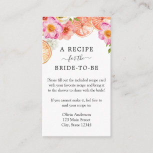 Carte D'accompagnement Demande de recette de fleurs d'agrumes roses