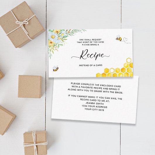 Carte D'accompagnement Demande de recette de l'abeille à miel