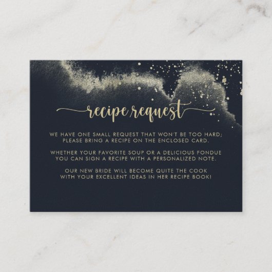 Carte D'accompagnement Demande de recette de mariage à éclaboussures d'or (Devant)