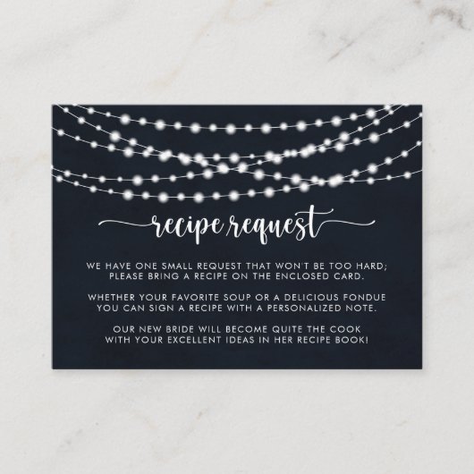 Carte D'accompagnement Demande de recette de mariage avec guirlandes rust (Devant)