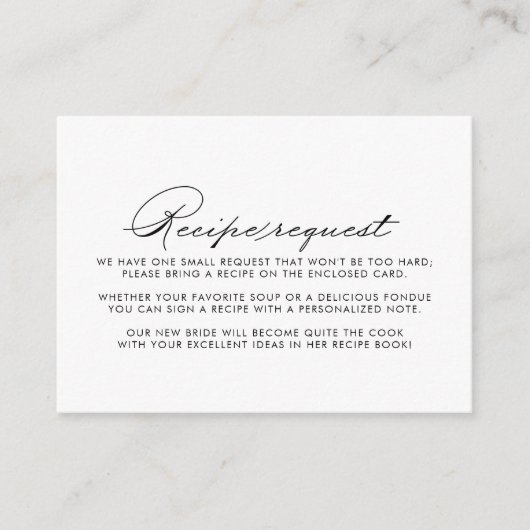 Carte D'accompagnement Demande de recette de Mariage de calligraphie mini (Devant)
