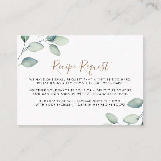 Carte D'accompagnement Demande de recette de Mariage de feuille verte cla (Devant)