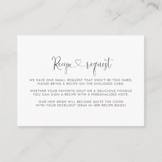 Carte D'accompagnement Demande de recette de Mariage de script Aimer (Devant)