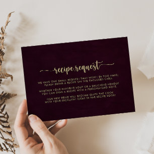 Carte D'accompagnement Demande de recette de mariage en Bourgogne doré 