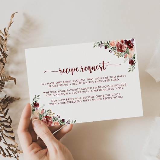 Carte D'accompagnement Demande de recette de Mariage Floral Rustique été