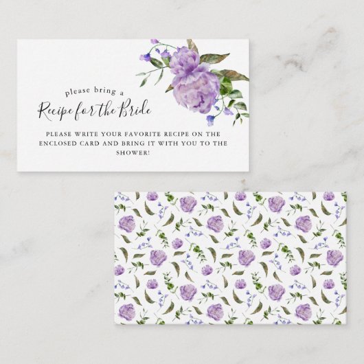 Carte D'accompagnement Demande de recette de mariage floral violet  (Devant / Derrière)