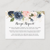 Carte D'accompagnement Demande de recette de mariage florale Navy Blue ro (Devant)