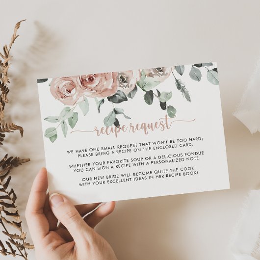 Carte D'accompagnement Demande de recette de mariage florale rose classiq