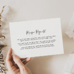 Carte D'accompagnement Demande de recette de Mariage minimaliste noir et<br><div class="desc">Cette carte minimaliste de demande de recette de mariage noir et blanc est parfaite pour un wedding shower simple. Le design comporte une belle calligraphie noir police dans un arrière - plan blanc pour embellir votre événement.</div>