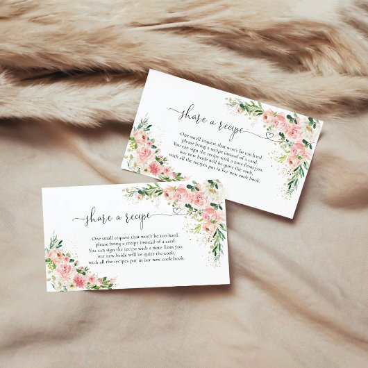 Carte D'accompagnement Demande de recette de mariage Rose Gold et Rose Bl