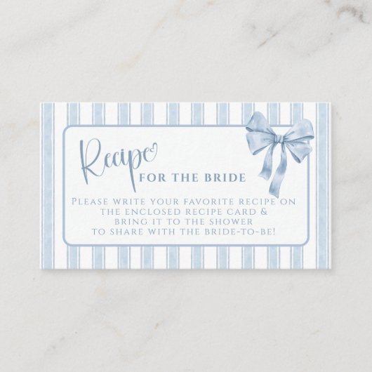 Carte D'accompagnement Demande de recette de quelque chose de bleu avant  (Devant)