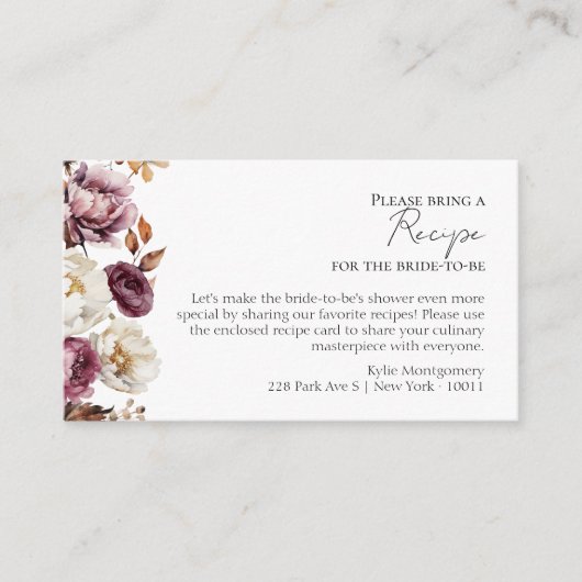 Carte D'accompagnement Demande de recette | Fête des mariées d'automne de (Devant)