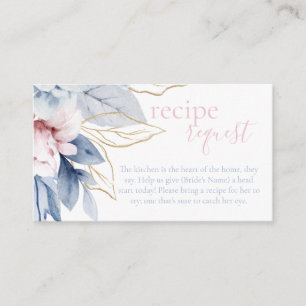 Carte D'accompagnement Demande de recette florale Bleu Poussiéreux et Ros