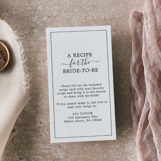 Carte D'accompagnement Demande de recette minimaliste