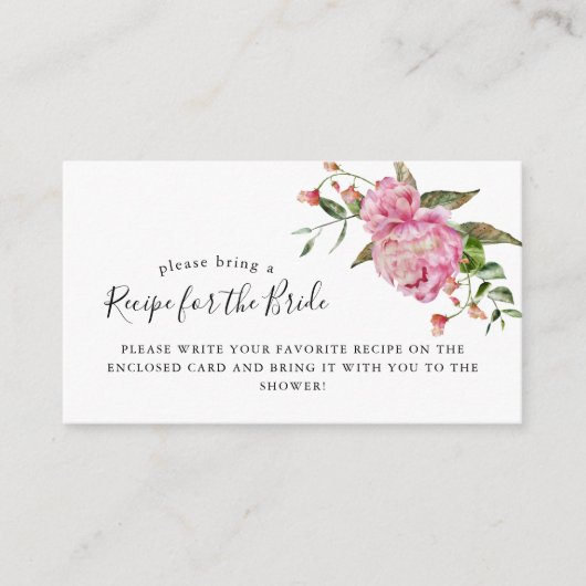 Carte D'accompagnement Demande de recette pour douche de mariée aux fleur (Devant)