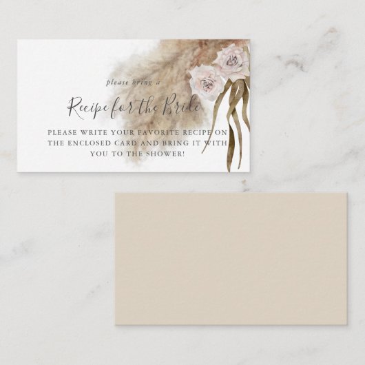 Carte D'accompagnement Demande de recette pour la douche de la mariée ave (Devant / Derrière)