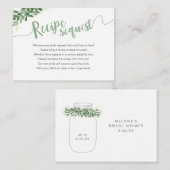 Carte D'accompagnement Demande de recette pour la douche de mariée au pot (Devant / Derrière)