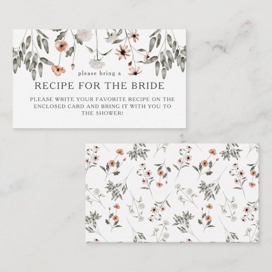 Carte D'accompagnement Demande de recette pour la douche de mariée de fle (Devant / Derrière)