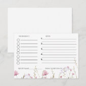 Carte D'accompagnement Demande de recette pour la fête de mariage avec de (Devant / Derrière)