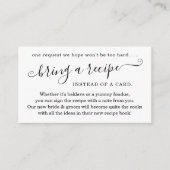 Carte D'accompagnement Demande de recette pour l'invitation à la fête de (Devant)