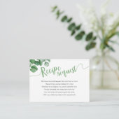 Carte D'accompagnement Demande de recette pour mariage avec pot de eucaly (Debout devant)