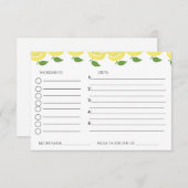 Carte D'accompagnement Demande de recette pour une douche de mariée sur l (Devant / Derrière)