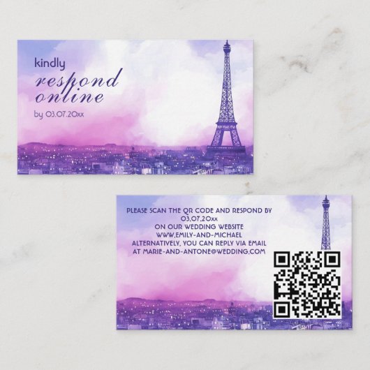 Carte D'accompagnement Demande de réponse en ligne Amour Éternel  (Devant / Derrière)