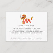 Carte D'accompagnement Demande de réservation | Aquarelle Dragon chinois (Devant)