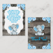 Carte D'accompagnement Demande de réservation Boy Elephants Douche Bleu B (Devant / Derrière)