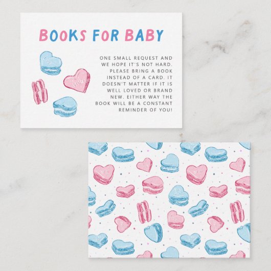 Carte D'accompagnement Demande de réservation Coeurs rose et bleu (Devant / Derrière)