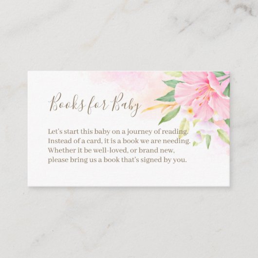 Carte D'accompagnement Demande de réservation de Baby shower rose d'aquar (Devant)