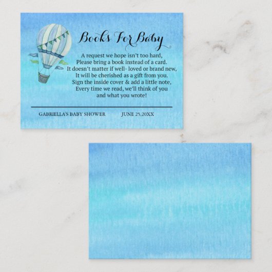 Carte D'accompagnement Demande de réservation de ballon à air chaud Water (Devant / Derrière)