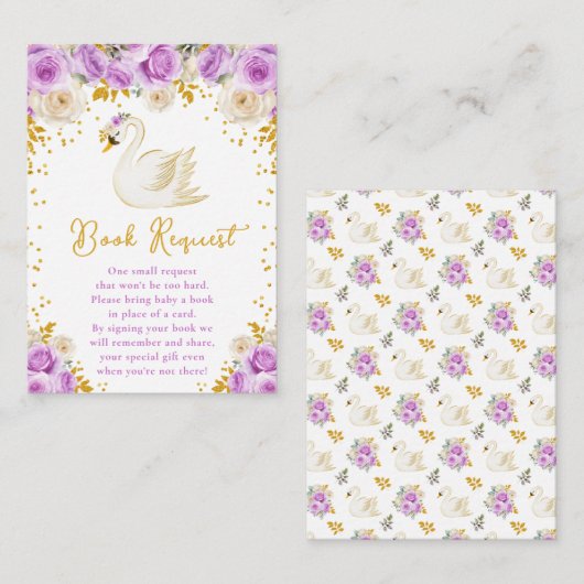 Carte D'accompagnement Demande de réservation de Roses Swan Purple et Gol (Devant / Derrière)