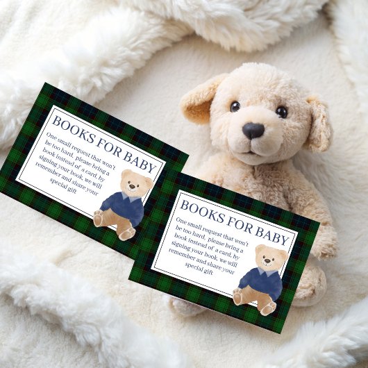 Carte D'accompagnement Demande de réservation d'ours en peluche vert
