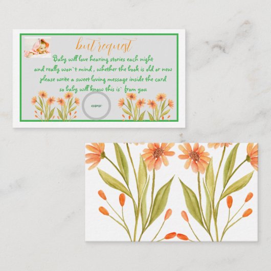 Carte D'accompagnement demande de réservation fleur sauvage bébé doucheEn (Devant / Derrière)